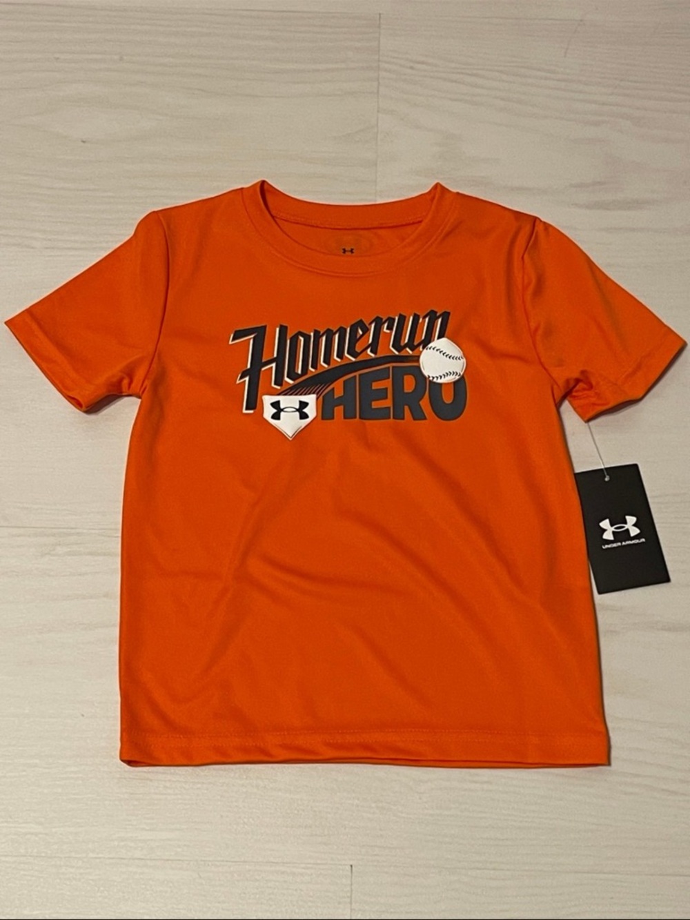 Under Armour Orange 'Homerun Hero' Kids Performance Tee